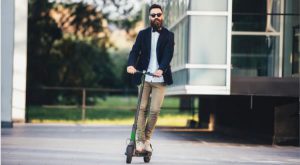 Man riding a scooter